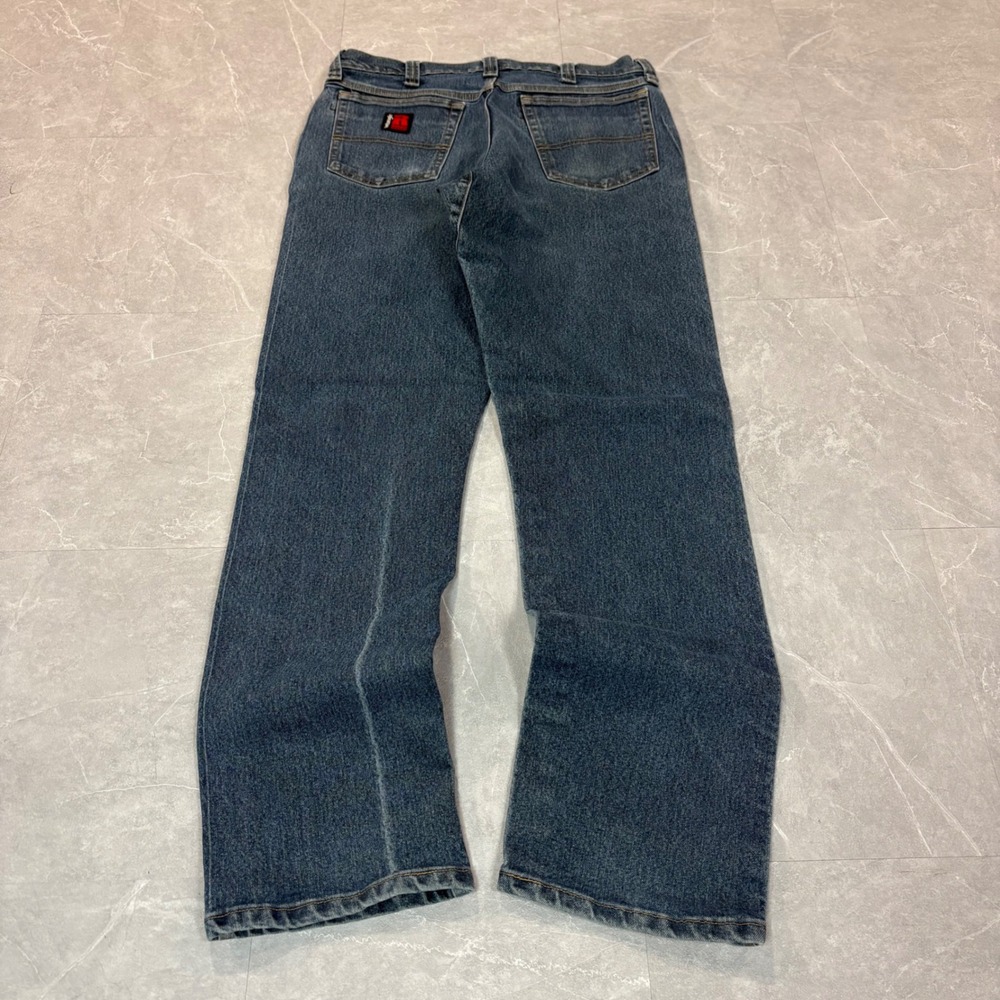 Wrangler Riggs Workwear Mens Blue Straight Leg Jeans 34x34 3WAC5DT Distressed